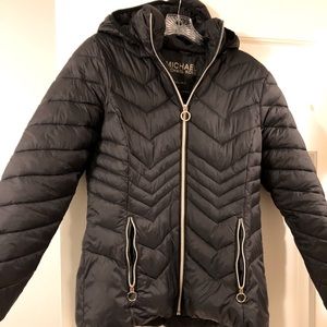 Michael Kors Black hooded zip front jacket